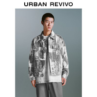 URBAN REVIVO UR2024冬季新款男装潮流街头风满印丹宁休闲外套UMV840094