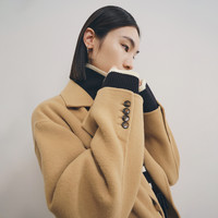 丽丽 LILY奥莱冬女装舒适柔软羊毛气质纯色高级复古双排扣毛呢大衣