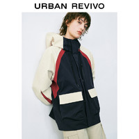 URBAN REVIVO UR2024冬季新款女装户外撞色连帽外套UYL140034