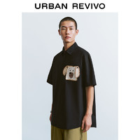 URBAN REVIVO UR2024秋季男装少年感面包狗狗立体创意图案撞色衬衫UMY240002