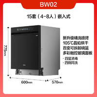 Midea 美的 BW02洗碗机全自动家用嵌入式一级双变频15套巨浪