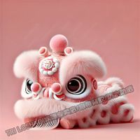 Tri-polar 粉色可爱醒狮贴纸墙面门窗招财镇宅喜庆醒狮贴画车身遮瑕防水贴画