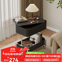 航轩世家 创意边几可移动茶几现代简约沙发边柜客厅小推车置物架带轮小桌子 360°旋转桌面+电镀腿