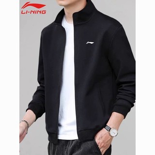 LI-NING 李宁 外套男士2024春秋新款拉链立领夹克潮牌休闲上衣跑步运动卫衣