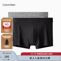 PLUS会员：卡尔文·克莱恩 Calvin Klein 两条装 男士提花腰边四角内裤 NP2049O L