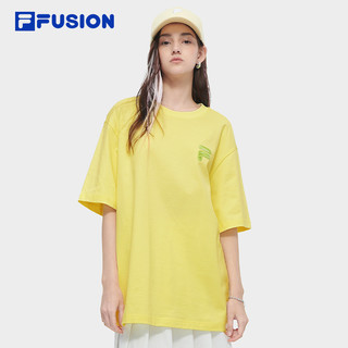 FILA FUSION斐乐潮牌款针织短袖T男2024夏多彩纯棉T恤女