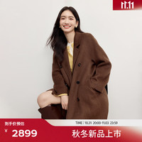 伊芙丽(eifini)伊芙丽纯骆驼绒经典版长款双面呢大衣2024秋季保暖外套女装 秋染褐 155/80A/S