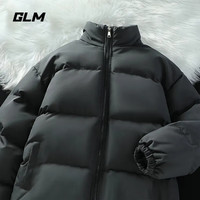 GLM冬季立领棉衣男生加厚保暖潮牌百搭棉服休闲宽松面包服 黑#GL纯色 XL