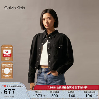 卡尔文·克莱恩 Calvin Klein Jeans24秋季女士ck复古潮流经典纯棉黑色牛仔衬衫J225377 1BY-牛仔黑 XS