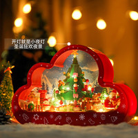 GOQI 高崎 云朵镜中画 圣诞老人小夜灯积木办公桌面摆件（539+PCS）