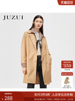 Juzui 玖姿 JZ玖姿奥莱春秋新款卡其色假两件拼接休闲女中长风衣外套