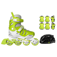 柒佰 柒小佰青少年儿童轮滑套装（轮滑鞋+头盔+护具） S码（28-32码）建议4-7岁 极光绿