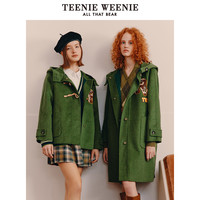 TeenieWeenie小熊奥莱秋冬牛角扣学院风毛呢保暖中长款大衣外套女