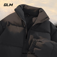 GLM男士加厚棉服冬季保暖休闲立领款青少年纯色时尚棉袄宽松防寒棉衣 黑#GL纯色 L
