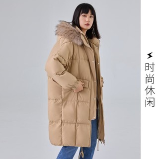 雪中飞 女式中长款大毛领羽绒服冬季防寒保暖加厚大口袋外套