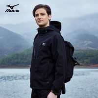 美津浓 Mizuno户外梭织风衣男士单层防风连帽外套男 黑色【抓绒款】 XL