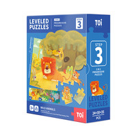 TOI二代进阶故事拼图玩具幼儿早教大块纸质拼图男孩玩具女孩儿童3-4-5-6岁宝宝带收纳袋 3阶-野生动物