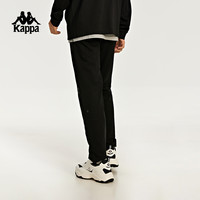 Kappa卡帕背靠背运动裤男黑色针织长裤直筒休闲弹力小脚卫裤