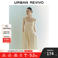 URBAN REVIVO UR2024秋季女法式气质垂感显瘦无袖方领连衣裙UWG740164 浅黄色 XS