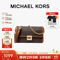 MICHAEL KORS 迈克·科尔斯 新复古礼物送女友老花单肩斜挎包 中号 深棕色/橡果棕