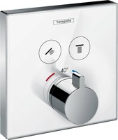 hansgrohe 汉斯格雅 ShowerSelect 玻璃暗装恒温器，双功能，白色/镀铬