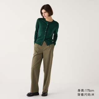 UNIQLO 优衣库 女装精纺美利奴羊毛圆领针织开衫 UQ469411