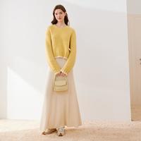 诗凡黎白色针织鱼尾裙秋冬流行显瘦a字小个子中长裙女