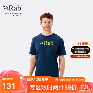 Rab 睿坡 圆领棉质运动T恤户外休闲跑步半袖透气吸湿排汗耐磨印花短袖