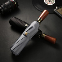 VONLILIENFELD费乐德全自动雨伞三折男士大号黑色折叠伞防风加固暴雨双人伞车载 （古铜）原木全自动伞-曜黑 10骨