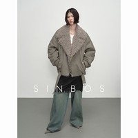 SINBOS迷雾航线 可拆羊毛胆派克服大衣女2024冬加厚皮草外套