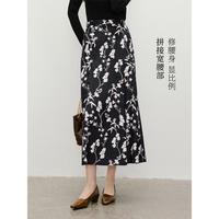 2024秋季女装【墨染画卷】中国风水墨画宽腰侧拉长款半身裙