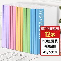 离草 a5笔记本本子软抄本 记事本软面抄笔记本加厚记事本办公会议记录本莫兰迪色A5 12本装