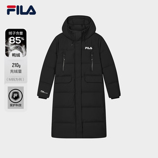 FILA 斐乐 长款羽绒服女2024冬季新款防泼水防油污防风连帽保暖外套