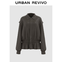 URBAN REVIVO UR2024冬季新款女装雅丹风气质休闲褶皱口袋外套UWG140156