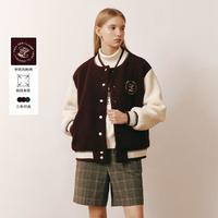 【潮流时尚】衣恋棒球服女宽松学院风撞色拼接羊羔毛外套女秋冬季