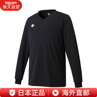 DESCENTE 迪桑特 长袖运动衫 V领 速干吸汗 男女同款 情侣款 DSS4311B BLK [黑色] 140 （青少年款）