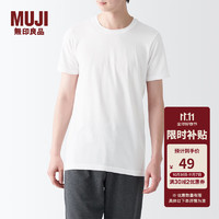 无印良品 MUJI 男式 棉冬季 圆领 短袖T恤 打底衫 白色 L