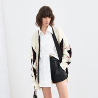 学院风菱形格羊毛针织开衫女装