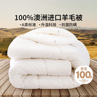 乐蜗家纺LOVO罗莱生活 100%纯澳州羊毛冬被芯子A类抗菌防螨升温7斤200*230cm白
