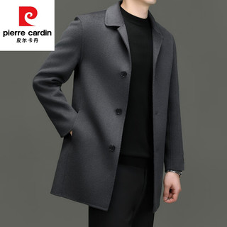 皮尔·卡丹 皮尔卡丹（pierre cardin）澳洲100%羊毛双面呢大衣男士中长款冬季高端时尚修身毛呢