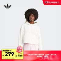 adidas 阿迪达斯 简约宽松舒适运动连帽卫衣女装阿迪达斯官方三叶草 白/清澈粉 L