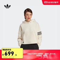 adidas 阿迪达斯 简约宽松运动连帽卫衣女装阿迪达斯官方三叶草 奇妙白 A/S