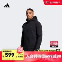 adidas 阿迪达斯 拒水防风温暖运动连帽夹克外套男装冬季新款阿迪达斯官方 黑色 L