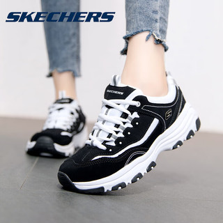 SKECHERS 斯凯奇 女鞋秋季2024新款经典一代熊猫鞋厚底增高老爹鞋透气运动休闲鞋女 奥利奥 35