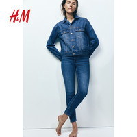 H&M HM女装牛仔裤秋季舒适休闲时尚高腰及踝牛仔打底裤1152457