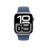 Apple 苹果 Watch Series 10 智能手表 GPS款 42mm 银色 丹宁色橡胶表带 S/M