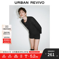 URBAN REVIVO UR2024秋季女装法式气质小香风金属纽扣外套UWM140016 黑色 XS