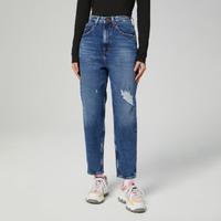 TOMMY HILFIGER TOMMY JEANS 女装旗标刺绣破洞水洗锥形牛仔裤 13586