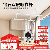 佳运来 双层固定晾衣杆阳台顶装晾衣架铝合金家用掠衣杆晾晒床单被套神器