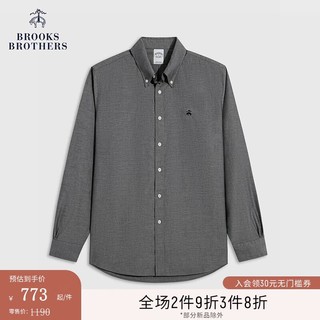 移动端、京东百亿补贴：Brooks Brothers BrooksBrothers）男士24秋棉质百搭纯色刺绣休闲衬衫 0003-灰色 L